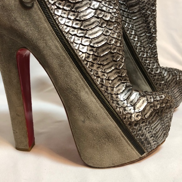 Christian Louboutin Python Suede Booties - Picture 2 of 16
